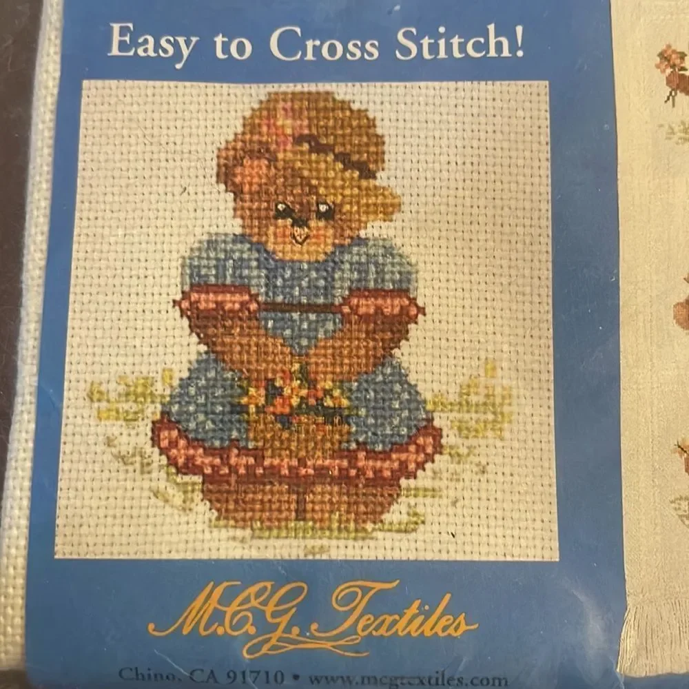 M.C.G. Textiles Easy Cross Stitch Teddy Bear Bell Pull Kit NEW unopened …